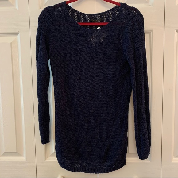 Rachel Zoe Tops - Rachel Zoe Navy Blue Crochet Long Sleeve Sweater NWT